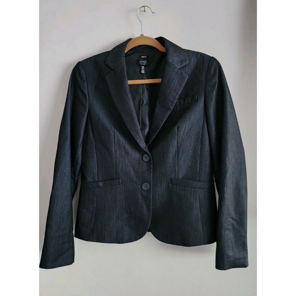 Jones New York Signature Stretch Two Button Blazer Navy Size 6